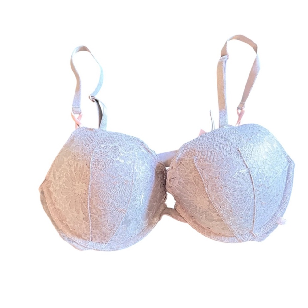 Victoria's Secret Lace Underwire Bra - Gray with Light Pink accents